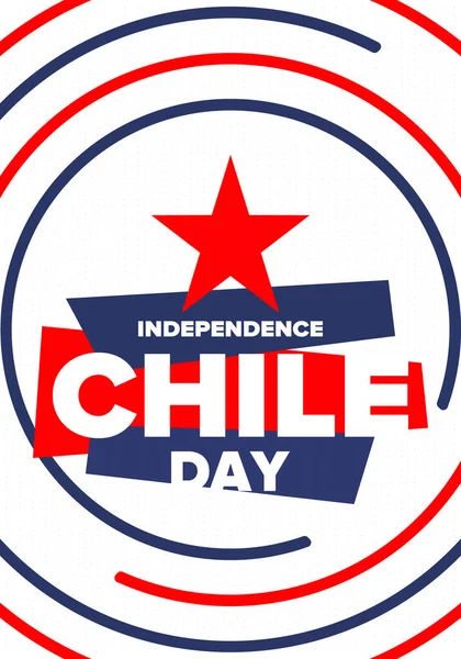 Şili Bağımsızlık Günü. Mutlu bayramlar Patrias. Özgürlük günü. Yıllığı 18 Eylül 'de kutlayın. Şili bayrağı. Vatansever Şili tasarımı. Poster, kart, afiş, şablon, geçmiş. Vektör