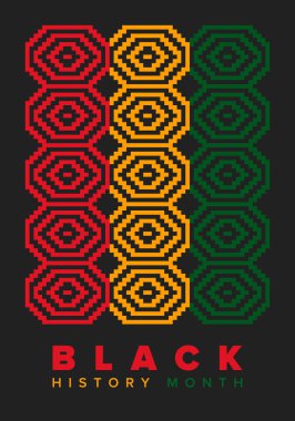 Siyahların Tarihi Ayı. Afrikalı Amerikan Tarihi. Yıllık kutlama. Şubat 'ta Amerika ve Kanada' da. Ekim ayında İngiltere 'de. Poster, kart, afiş, geçmiş. Vektör illüstrasyonu