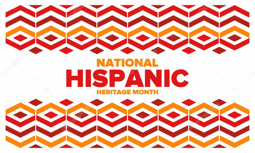 National Hispanic Heritage Month in September and October. Hispanic and Latino Americans culture. Celebrate annual in United States. Poster, card, banner and background. Vector illustration