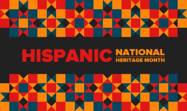 Eylül ve Ekim aylarında Ulusal İspanyol Mirası Ayı. İspanyol ve Latin Amerika kültürü. Birleşik Devletler 'de yıllık kutlama. Poster, kart, afiş ve geçmiş. Vektör illüstrasyonu