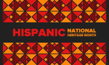 Eylül ve Ekim aylarında Ulusal İspanyol Mirası Ayı. İspanyol ve Latin Amerika kültürü. Birleşik Devletler 'de yıllık kutlama. Poster, kart, afiş ve geçmiş. Vektör illüstrasyonu