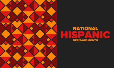 Eylül ve Ekim aylarında Ulusal İspanyol Mirası Ayı. İspanyol ve Latin Amerika kültürü. Birleşik Devletler 'de yıllık kutlama. Poster, kart, afiş ve geçmiş. Vektör illüstrasyonu