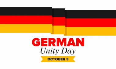 German Unity Day. Celebrated annually on October 3 in Germany. Happy national holiday of unity, freedom and reunification. Deutsch flag. Patriotic poster design. Vector illustration clipart
