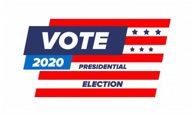 Birleşik Devletler 'de 2020 Başkanlık Seçimi. Oylama günü, 3 Kasım. Biz Seçimleri. Vatansever Amerikan unsuru. Poster, kart, afiş ve geçmiş. Vektör illüstrasyonu