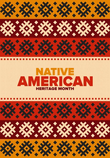 Native American Heritage Month November American Indian Culture Celebrate Annual — Stock Vector