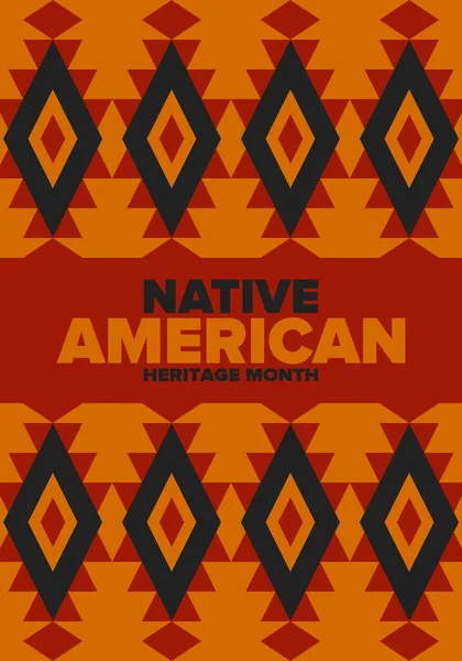 Native American Heritage Maand November Amerikaanse Indiaanse Cultuur Vier Jaarlijks — Stockvector