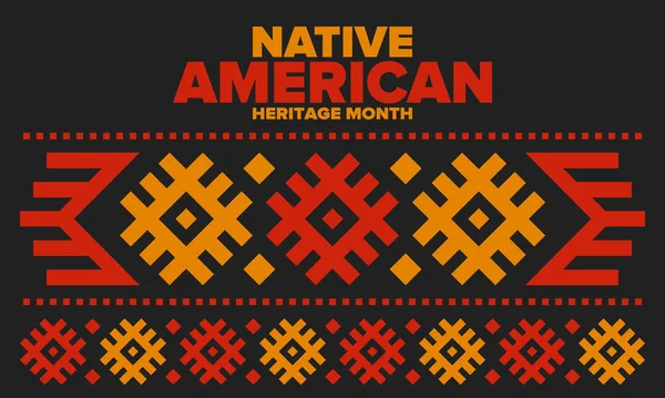 Mes Herencia Nativa Americana Noviembre Cultura India Americana Celebra Anual — Vector de stock