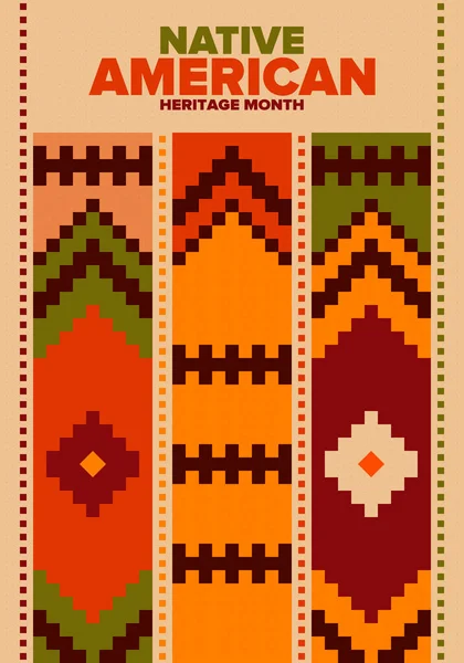 Native American Heritage Maand November Amerikaanse Indiaanse Cultuur Vier Jaarlijks — Stockvector
