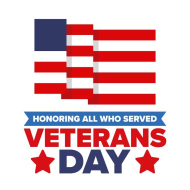 Birleşik Devletler 'de Gaziler Günü. Federal bayram, her yıl 11 Kasım 'da kutlanır. Hizmet eden herkesi onurlandırmak. Vatansever Amerikan askeri konsepti. Poster, kart, afiş ve geçmiş. Vektör illüstrasyonu