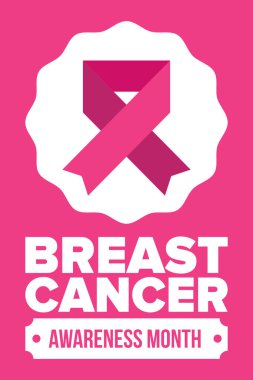 Meme Kanseri Farkındalığı Ayı. Pembe Ekim. Pembe kurdele. Kadın sağlık hizmetleri. Yıllık kutlama. Sağlık konsepti. Kız dayanışması. Kanseri önleme. Kadın hastalıkları. Poster, afiş ve arkaplan. Vektör