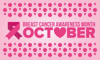 Meme Kanseri Farkındalığı Ayı. Pembe Ekim. Pembe kurdele. Kadın sağlık hizmetleri. Yıllık kutlama. Sağlık konsepti. Kız dayanışması. Kanseri önleme. Kadın hastalıkları. Poster, afiş ve arkaplan. Vektör