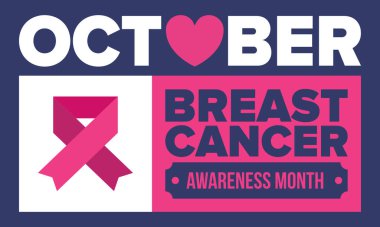 Meme Kanseri Farkındalığı Ayı. Pembe Ekim. Pembe kurdele. Kadın sağlık hizmetleri. Yıllık kutlama. Sağlık konsepti. Kız dayanışması. Kanseri önleme. Kadın hastalıkları. Poster, afiş ve arkaplan. Vektör