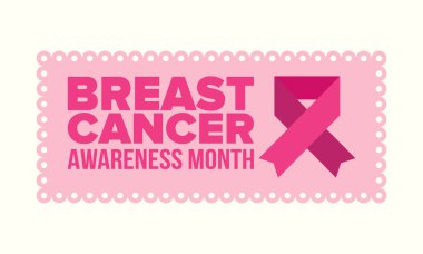 Meme Kanseri Farkındalığı Ayı. Pembe Ekim. Pembe kurdele. Kadın sağlık hizmetleri. Yıllık kutlama. Sağlık konsepti. Kız dayanışması. Kanseri önleme. Kadın hastalıkları. Poster, afiş ve arkaplan. Vektör