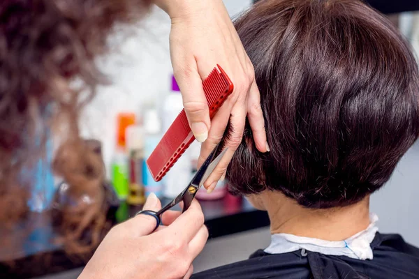 Visit Beauty Salon Create Stylish Hairstyle Hairdresser Scissors Comb His — Stock Photo, Image