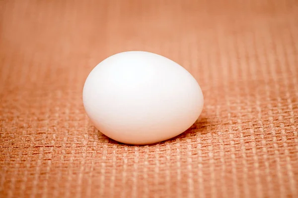 Biały Jaja Kurzego Tle Pomarańczowy Tkaniny — Zdjęcie stockowe