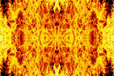 Sarı sıcak tonlarda ateşe dayalı soyut parlak geometrik süsleme