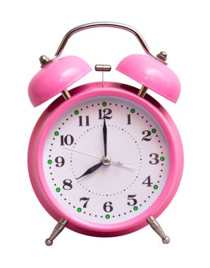 Beyaz izole zemin üzerinde pembe saati 8 saat göster