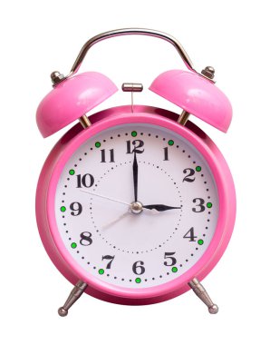 Beyaz izole zemin üzerinde pembe saati göster 3 saat