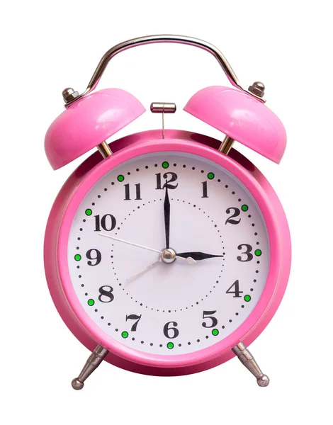 Reloj Rosa Sobre Fondo Blanco Aislado Muestran Horas — Foto de Stock