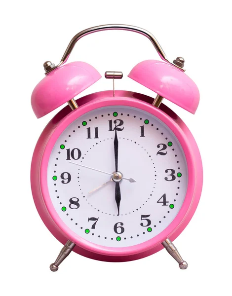 Pink Clock White Isolated Background Show Hour — Stock Photo, Image