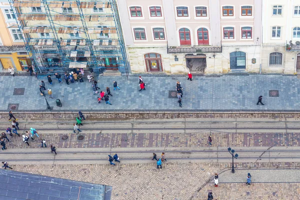 Vista Rua Central Lviv Cima Cidade Judaica Contemporânea Altura Olho — Fotografia de Stock