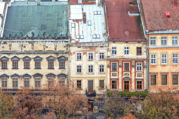 Fachada Casas Telhados Uma Antiga Cidade Europeia — Fotografia de Stock