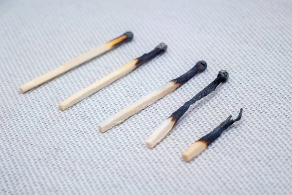 Burned Matches Beginning Burning End Different Stages Match Burning — Stock Photo, Image