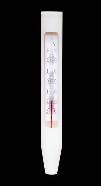 Das Thermometer Zeigt Grad Auf Schwarzem Hintergrund Grad Frost Kalter — Stockfoto