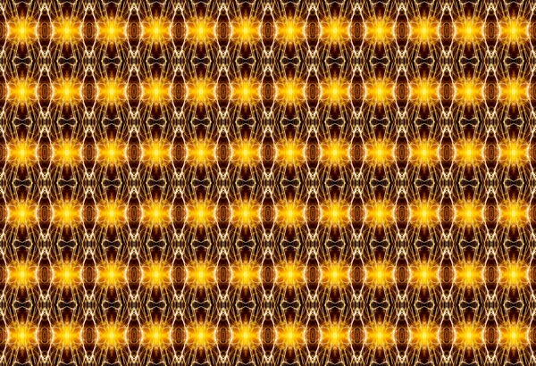 Geometric seamless pattern with golden elements luminous, on a black background