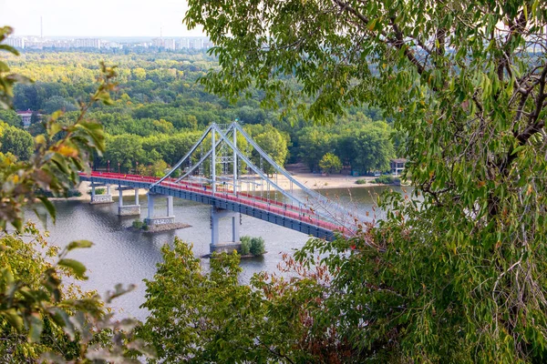 Puente Sobre Río Dnipro Kiev Vista Sobre Dnieper —  Fotos de Stock