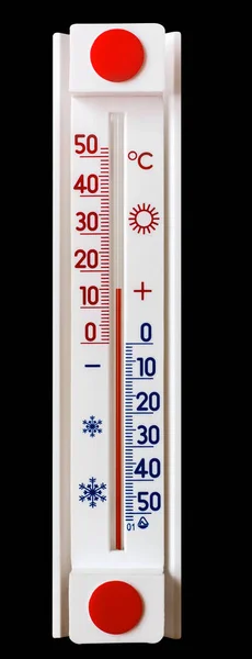 Θερμόμετρο Για Μέτρηση Της Θερμοκρασίας Του Αέρα Δείχνει Βαθμούς Θερμότητας — Φωτογραφία Αρχείου
