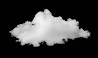 Görüntü üzerindeki görüntüler için siyah izole edilmiş bir arkaplanda beyaz kabarık bulut