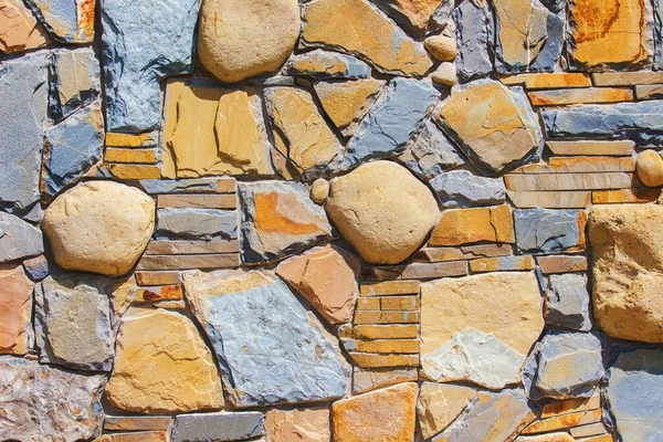 Hintergrund Des Mauerwerkes Mauer Aus Verschiedenen Steinarten — Stockfoto