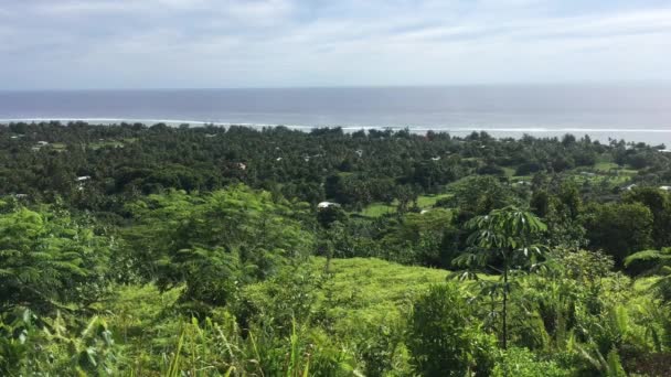 Vista Aérea Del Paisaje Marino Desde Cima Isla Rarotonga Las — Vídeos de Stock