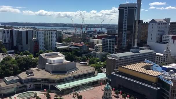 Aerial View Auckland City Central Business District Skyline — Stock Video