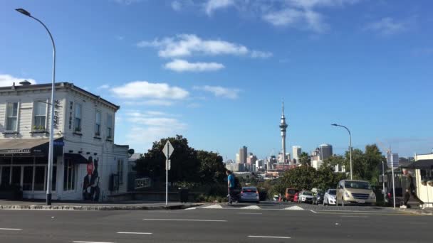 Skyline Della Città Auckland Ponsonby Nuova Zelanda — Video Stock
