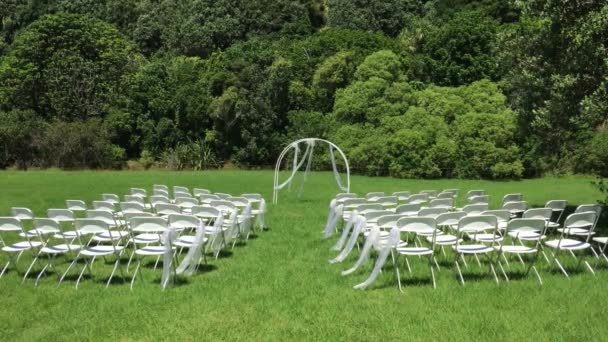 Cerimônia Casamento Gramado Verde Jardim Contexto Evento — Vídeo de Stock