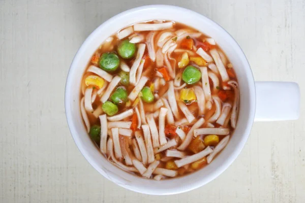 Sebzeli Çorba Çorba Servis Bir Fincan Düz Yatıyordu Görünümü Gıda — Stok fotoğraf