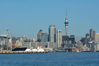 Auckland şehir manzarası görünümünden Waitemata harbour, Yeni Zelanda olarak.