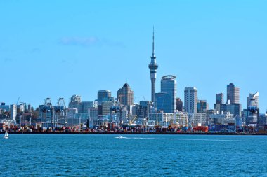 Auckland şehir manzarası görünümünden Waitemata harbour, Yeni Zelanda olarak.
