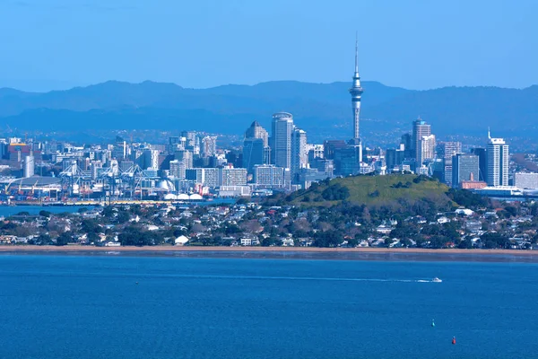 Auckland Ville Skyline Comme Vue Île Rangitoto Nouvelle Zélande — Photo