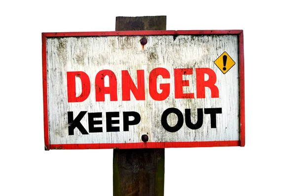 Danger Keep Out Wooden Sign Panel Isolated White Background Ciopy — Stock Photo, Image