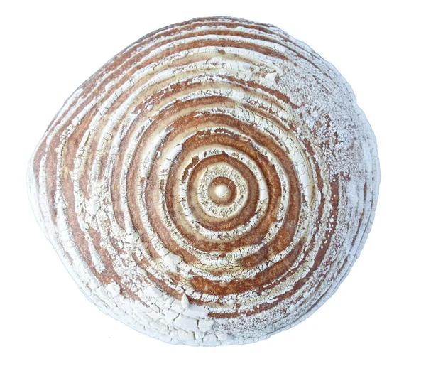 Beyaz Arka Plan Üzerinde Izole Bir Taze Yuvarlak Ekmek Düz — Stok fotoğraf