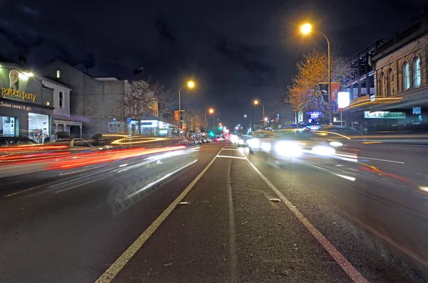 Traffico Notturno Sulla Strada Ponsonby Popolare Centro All Aperto Caffè — Foto Stock