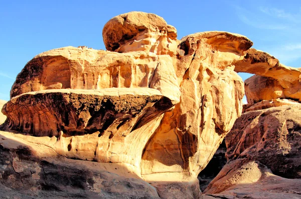 Naturalna Formacja Skalna Wadi Rum Chronionych Pustyni Pustyni Południowej Jordanii — Zdjęcie stockowe