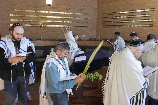 Jewish Men Praying Synagogue Seventh Last Day Jewish Holiday Festival — Stock Photo, Image