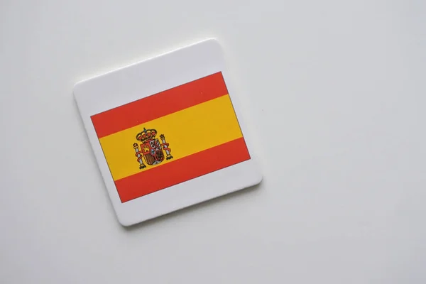 Spanien Flagga Vit Bakgrund Kopia Utrymme — Stockfoto