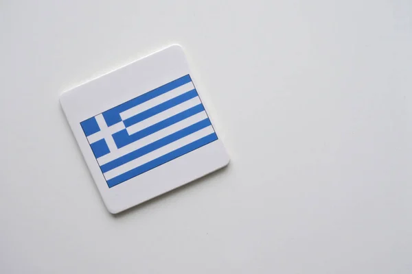 在白色背景上的希腊国旗 复制空间 — 图库照片