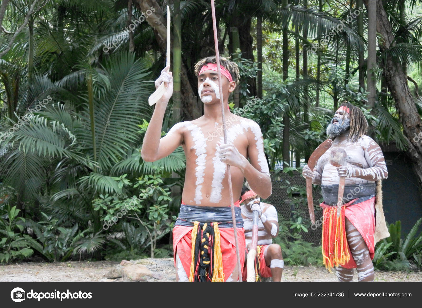 Indigenous Australiansmen Dancing Didgeridoo Musical Instrument Sound