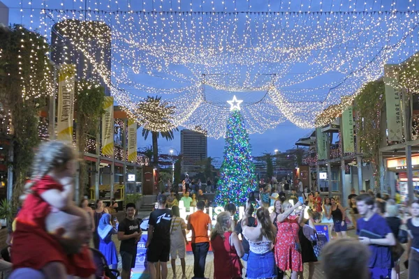 Brisbane Dec 2018 Australian People Celebrate Christmas Southbank Night Brisbane — стоковое фото